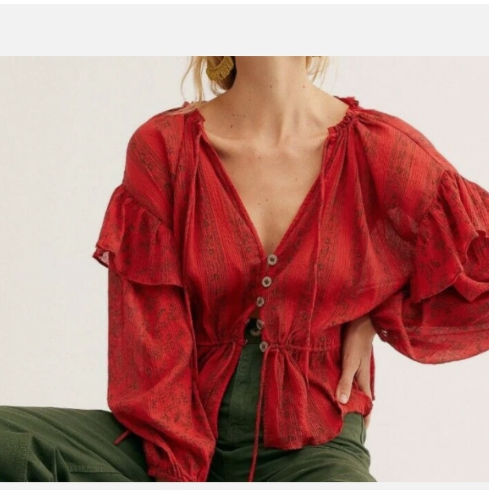 Free People red ruffle top